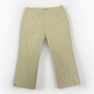 Sigrid Olsen Cropped Pants Striped Seer Sucker Size 10 Green White Spring Summer